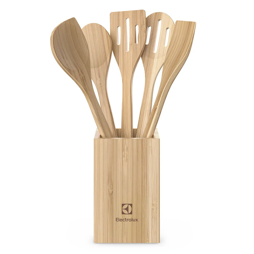 Conjunto De Utenslios De Bambu De 06 Peas